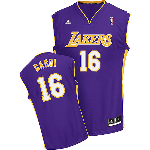  NBA Los Angeles Lakers 16 Pau Gasol New Revolution 30 Swingman Purple Jersey